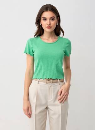 Tricou guler rotund verde ONLY femeie