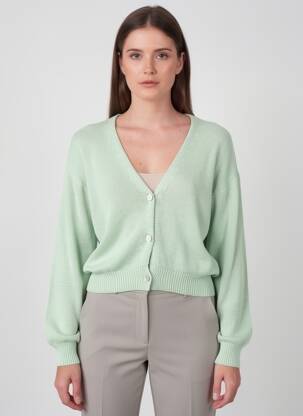 Vestă cu mâneci lungi verde BELLITA femeie