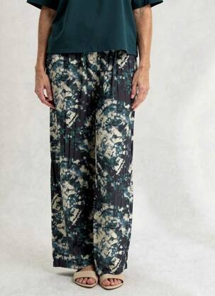 Pantalon larg verde MANGO femme