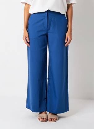 Pantalon drept închidere cu fermoar sub clapetă cu cârlig talie înaltă albastru VERO MODA femeie