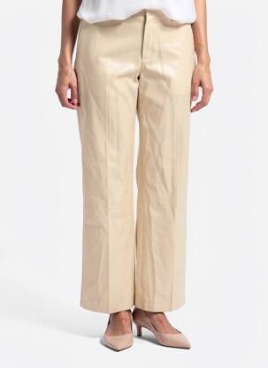 Pantalon larg bej MANGO femeie