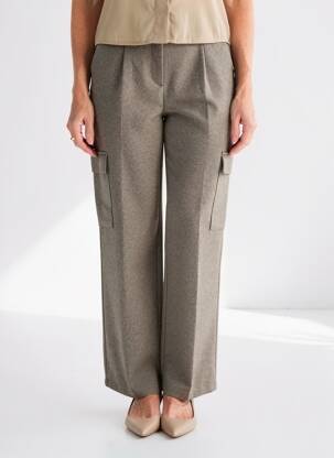 Pantalon drept închidere cu fermoar sub clapetă cu cârlig gri VERO MODA femeie