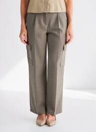 Pantalon drept închidere cu fermoar sub clapetă cu cârlig gri VERO MODA femeie