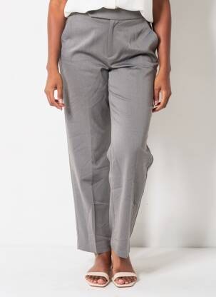 Pantalon drept croială dreaptă gri ONLY femeie