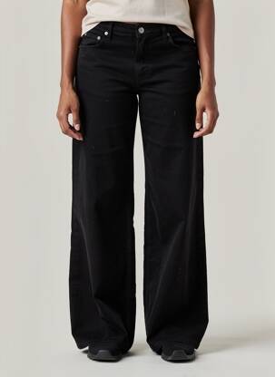 Pantalon larg negru MANGO femeie