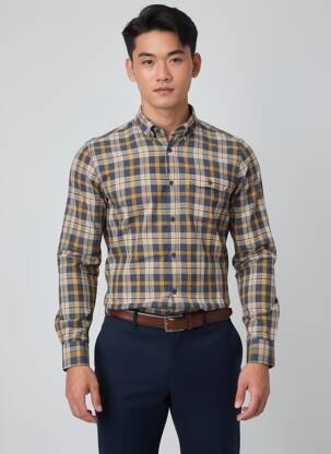Cămașă cu mâneci lungi maro JACK & JONES bărbat