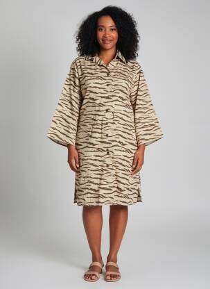 Rochie midi maro NOOR BY NORA GHARIB femeie