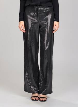 Pantalon drept închidere cu fermoar sub clapetă cu cârlig talie înaltă negru VERO MODA femeie