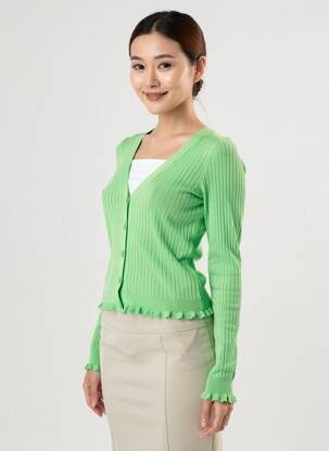 Vestă cu mâneci lungi verde MANGO femeie