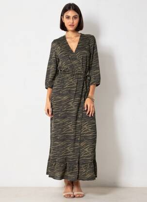 Rochie lungă mâneci 3/4 verde ONLY femeie