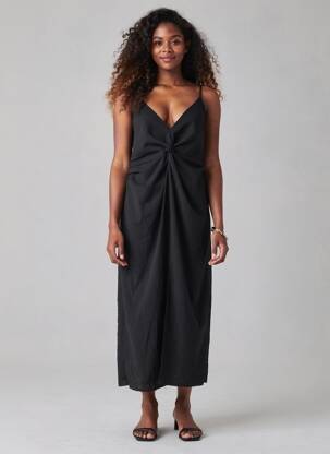 Rochie midi negru MANGO femeie