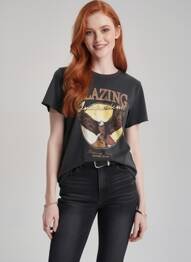 Tricou croială dreaptă mâneci scurte negru ONLY femme