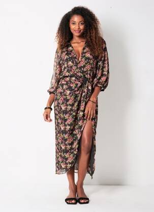 Rochie lungă negru MANGO femeie