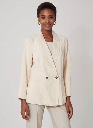 Sacou guler tip costum bej JACQUELINE DE YONG femeie