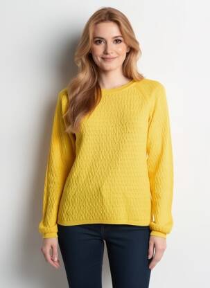 Pulover guler rotund mâneci lungi galben ONLY femeie