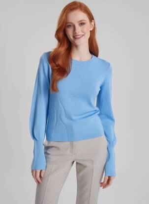Pulover guler rotund albastru VERO MODA femeie