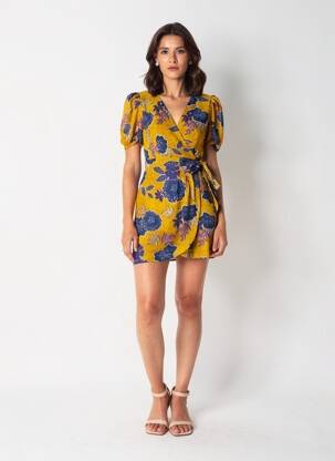 Rochie scurtă galben MORGAN femeie