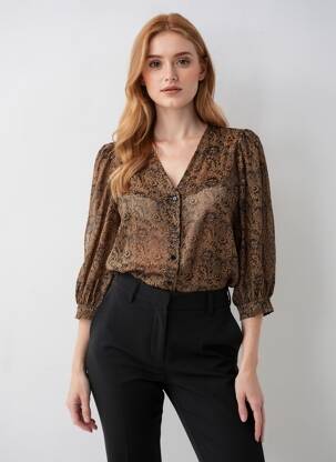 Cămașă croială dreaptă mâneci 3/4 maro VERO MODA femeie