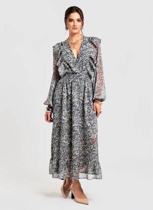 Rochie lungă negru MANGO femeie