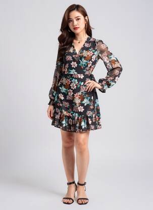 Rochie scurtă mâneci lungi mâneci lungi negru ONLY femeie