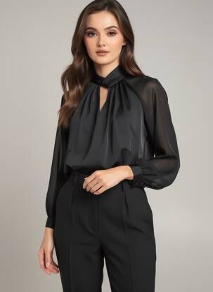 Cămașă croială dreaptă mâneci lungi negru JACQUELINE DE YONG femeie