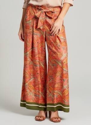 Pantalon larg roșu MANGO femeie
