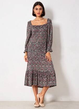 Rochie midi negru MANGO femeie