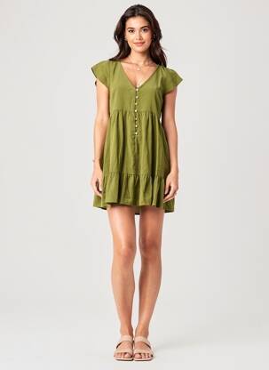 Rochie scurtă guler în v verde ONLY femeie