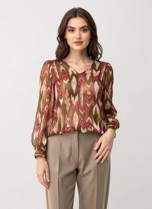 Cămașă mâneci lungi mâneci lungi maro ONLY femeie