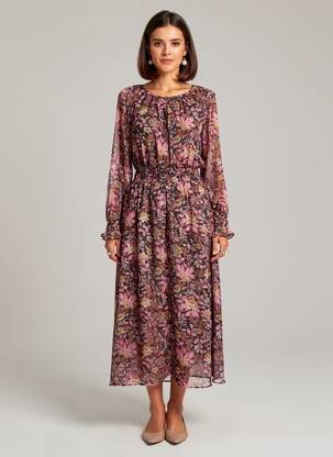 Rochie lungă roz MANGO femeie