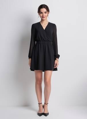 Rochie lungă mâneci lungi mâneci lungi negru ONLY femeie