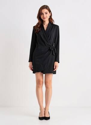 Rochie lungă negru MANGO femeie