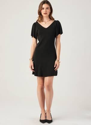 Rochie scurtă mâneci scurte mâneci scurte negru ONLY femeie