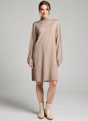 Rochie pulover mâneci lungi mâneci lungi bej VILA femeie