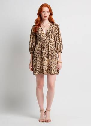 Rochie scurtă maro MANGO femeie
