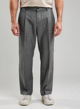 Pantalon drept țesătură melanj talie înaltă gri IKKS bărbat