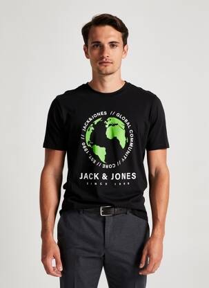 Tricou guler rotund negru JACK & JONES bărbat