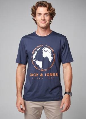 Tricou croială dreaptă albastru JACK & JONES bărbat