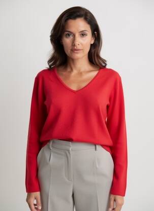 Pulover croială cambrată mâneci lungi roșu MONTAGUT femeie