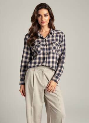 Cămașă croială dreaptă mâneci lungi albastru FOREVER 21 femeie
