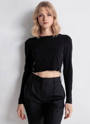Top mâneci lungi mâneci lungi negru ZARA femeie