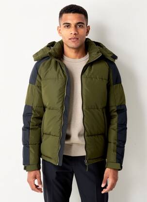 Geacă matlasată mâneci lungi cu glugă verde JACK & JONES bărbat
