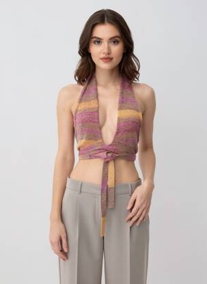 Top imprimeu fantezie fără mâneci violet PULL & BEAR femeie