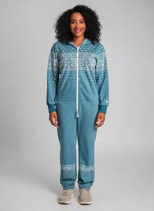 Salopetă-pantalon croială cambrată mâneci lungi verde ONEPIECE femeie