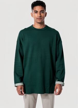 Pulover guler rotund mâneci lungi verde SCOTCH & SODA bărbat
