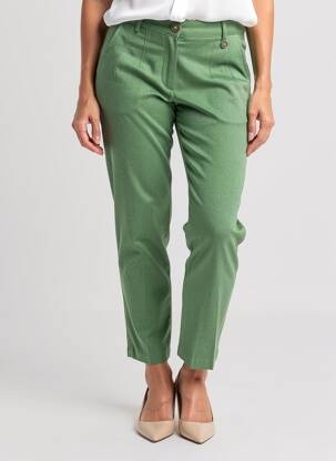 Pantalon chino închidere cu fermoar sub clapetă cu nasturi talie înaltă verde AGATHE & LOUISE femeie
