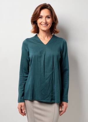 Pulover croială dreaptă mâneci lungi verde FRANCE RIVOIRE femeie