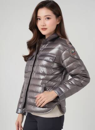 Geacă matlasată mâneci lungi fără glugă gri PARAJUMPERS femeie