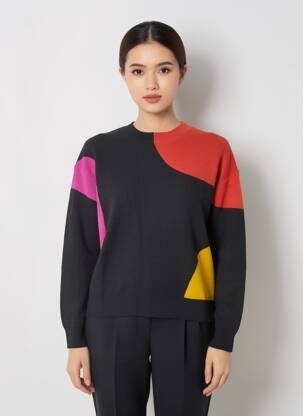 Pulover croială dreaptă mâneci lungi negru COMPAÑIA FANTASTICA femeie