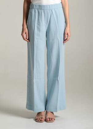 Pantalon larg țesătură crep talie înaltă albastru ESPRIT femeie